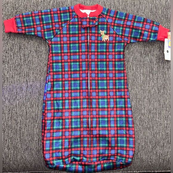 Carter's Baby Vintage Holiday Christmas Plaid Reindeer Sleep Sack‎ Up To 21lbs - Picture 2 of 9